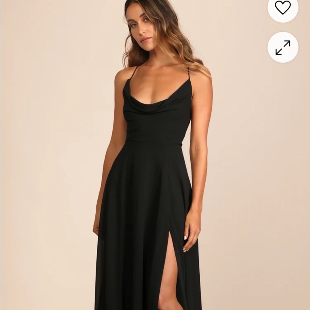 Romantically Speaking Black Cowl Lace-Up Maxi
Dress